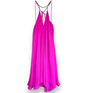 NWT* BOSTON PROPER Flowy Hot Pink Halter Neck Backless Mini Dress S